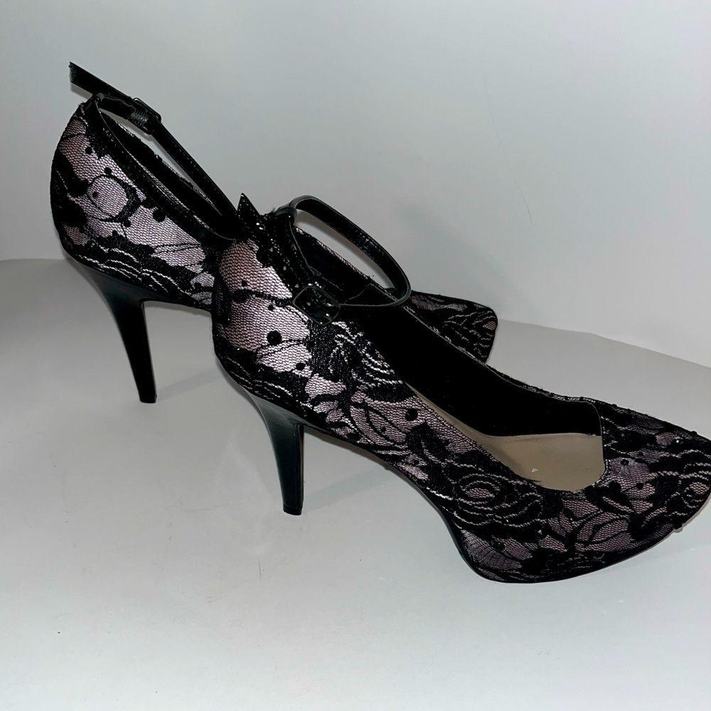 Madeleine Black Lace Heels